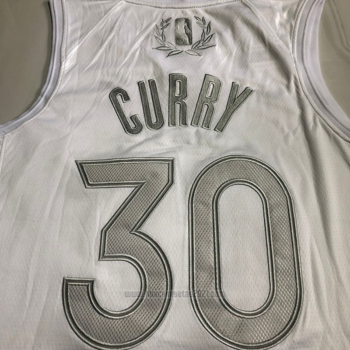 Camiseta Golden State Warriors Stephen Curry #30 MVP Blanco